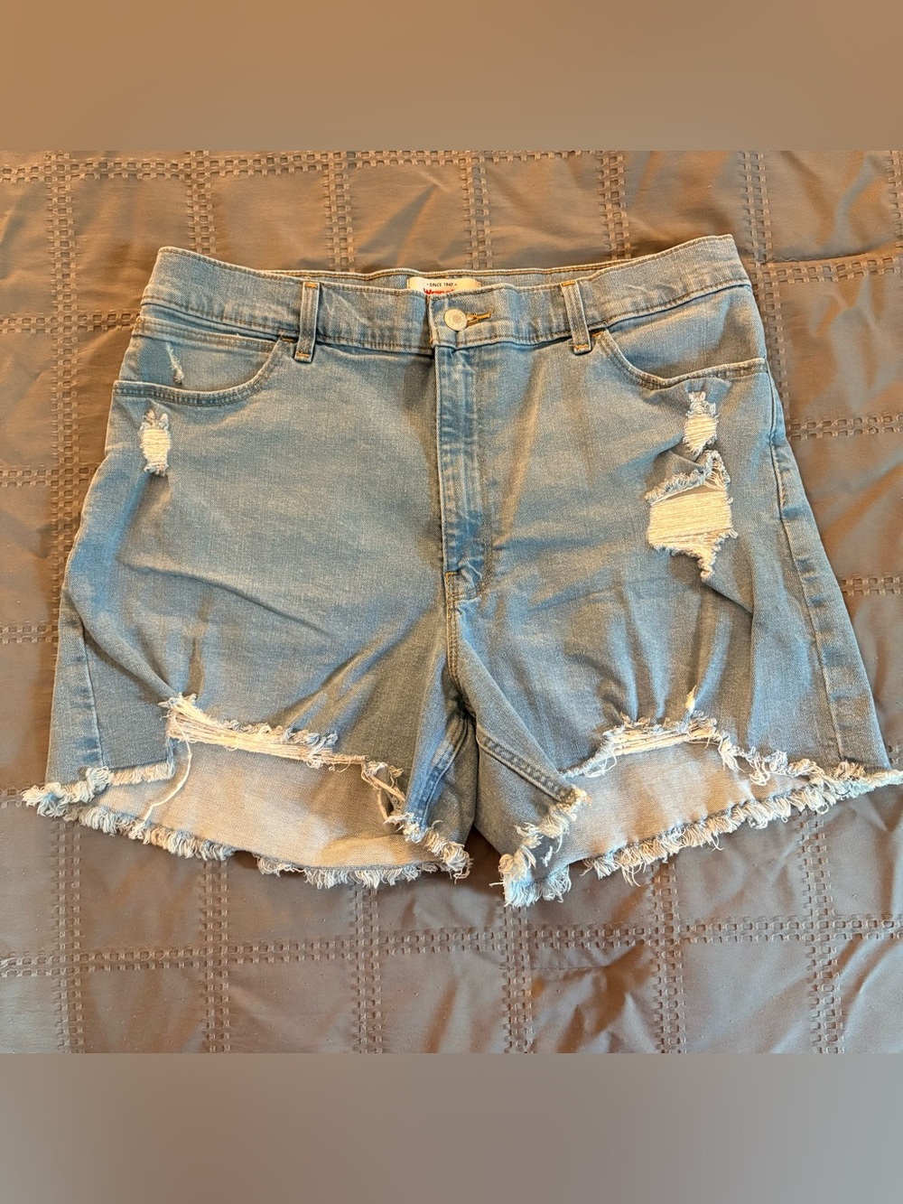 Wrangler Light Blue Distressed Denim Cutoff Shorts